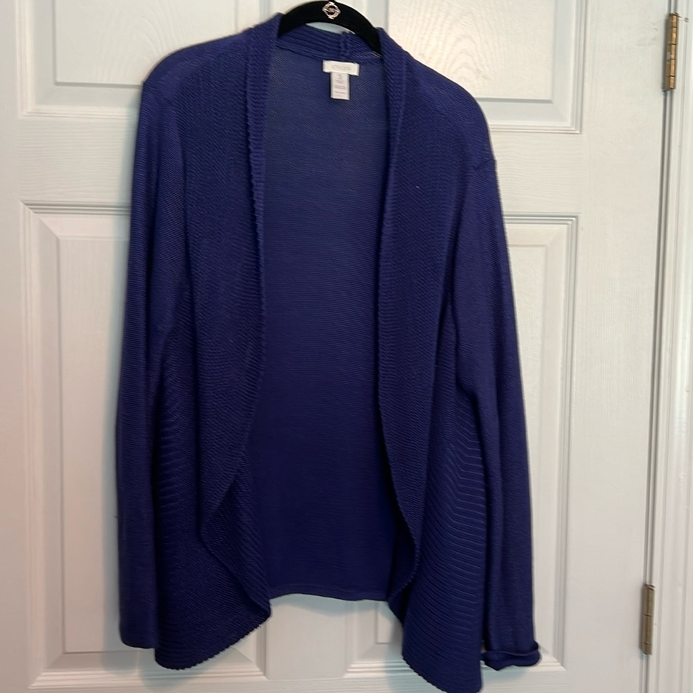 Chico’s Size 3 Purple Loose Knit Open Sweater 70% Cotton 30% Rayon Machine Wash